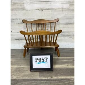 Vintage R. Veal & Son Solid Maple Wood Magazine Rack Holder